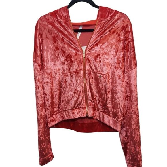 NWT- Fabletics- Crushed Velvet Velour Zip Up Hoodie, Size XL - Picture 2 of 10